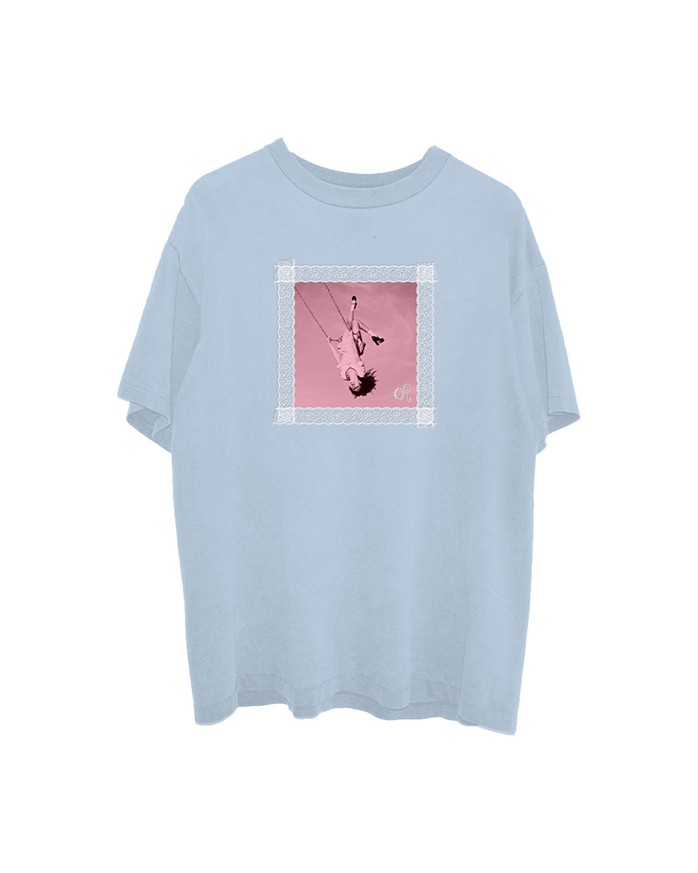 Lace Album Cover Oversized Blue T-shirt