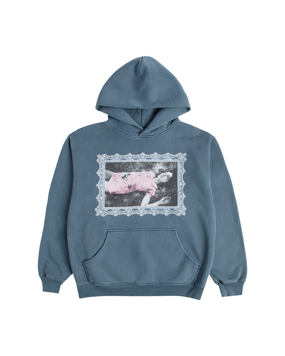 lace frame distressed hoodie